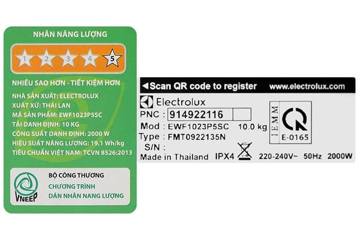 Máy Giặt Electrolux UltimateCare 500 Inverter 10 Kg EWF1023P5SC&nbsp;